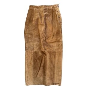 LANNA brown/caramel vintage suede maxi pencil skirt, size 4